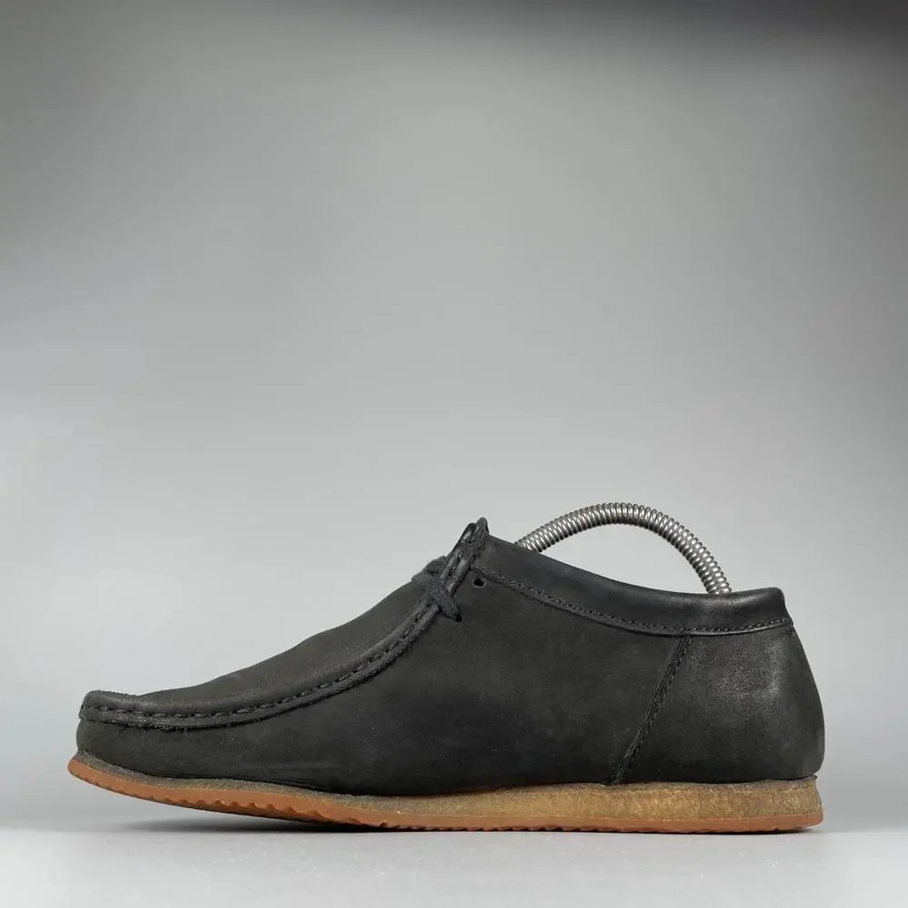 Men's 7.5 Women's 9 Clarks Originals Wallabees Black Leather Lace Up Shoes GUC